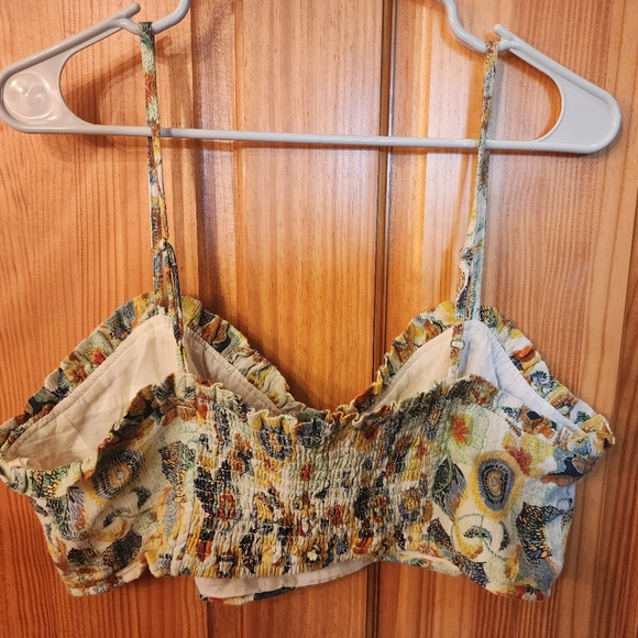 Anthroplogie Twist Crop Top Set Size Large Blue Floral - Picture 6 of 10